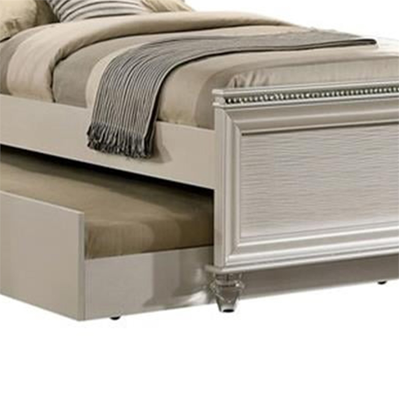 Jisoo Twin Size Bed-Pearl White Upholstery-Radial Arch Headboard