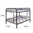 Fegy Full Over Full Bunk Bed-Ladder and Rails-Black Metal Frame