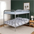 Fegy Full over Full Bunk Bed with Ladder and Rails-Silver Metal Frame