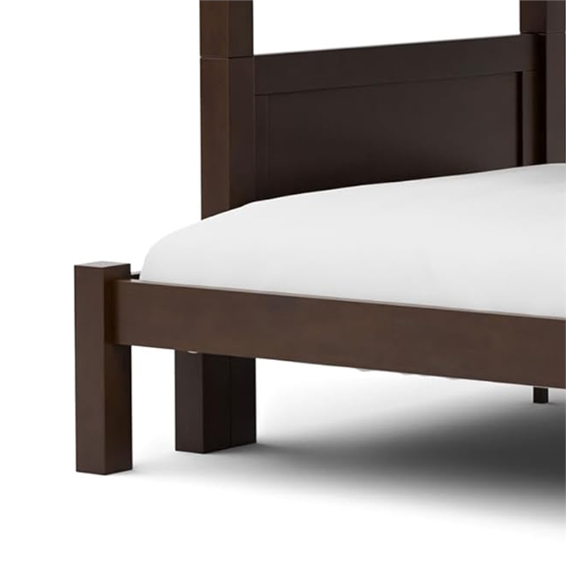 Zedy Twin over Twin Bunk Bed-Ladder and Guardrails-Walnut Brown Wood