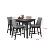 Heni 5pc Counter Table and 4 Chair Set-Gray Padded-Dark Walnut Brown