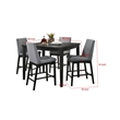 Heni 5pc Counter Table and 4 Chair Set-Gray Padded-Dark Walnut Brown
