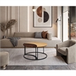 35 Inch 2 Piece Coffee Table - 2 Tone Mango Wood Top In Natural Brown and Walnut