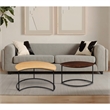 35 Inch 2 Piece Coffee Table - 2 Tone Mango Wood Top In Natural Brown and Walnut