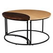 35 Inch 2 Piece Coffee Table - 2 Tone Mango Wood Top In Natural Brown and Walnut