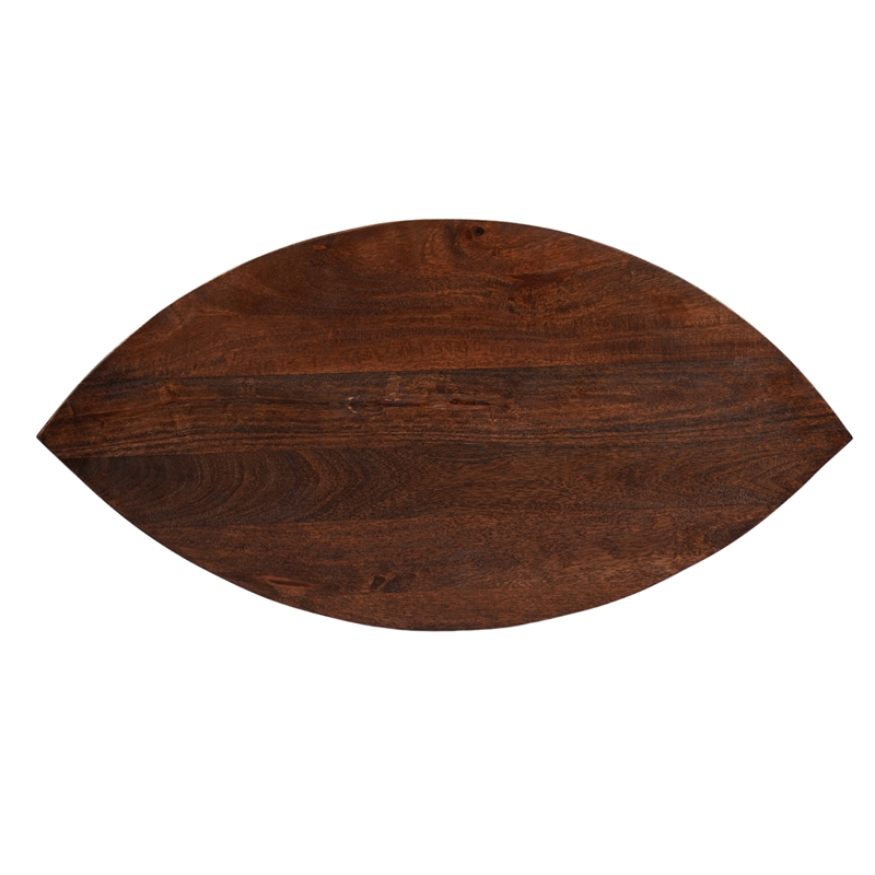 35 Inch 2 Piece Coffee Table - 2 Tone Mango Wood Top In Natural Brown and Walnut