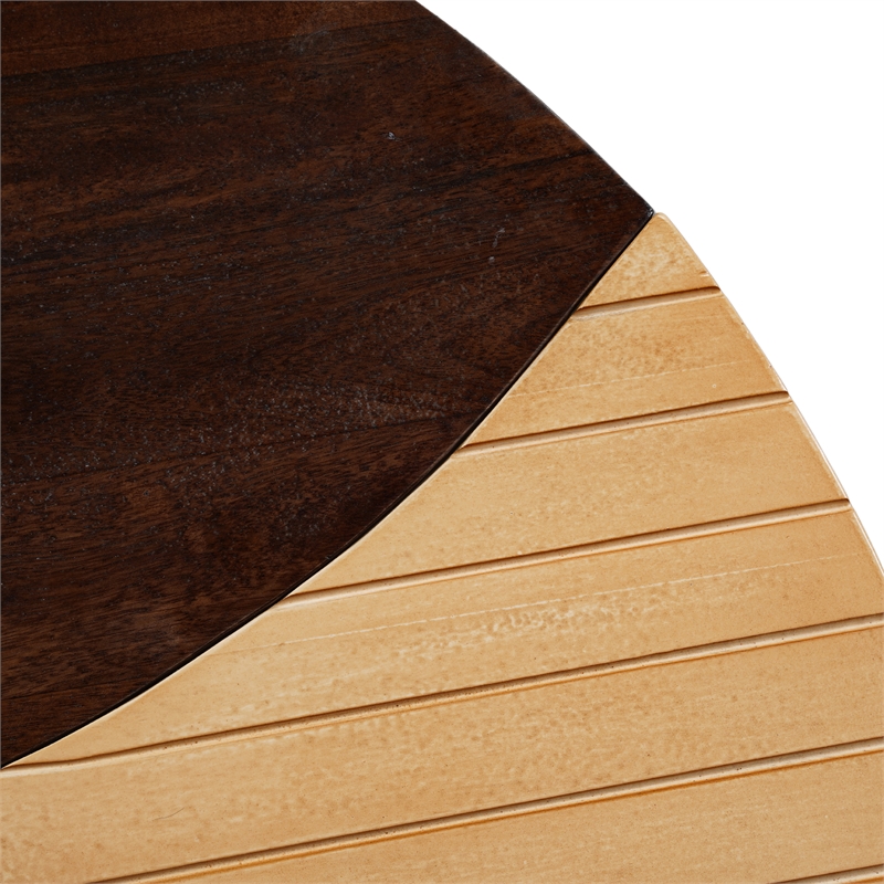 35 Inch 2 Piece Coffee Table - 2 Tone Mango Wood Top In Natural Brown and Walnut