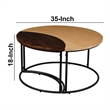 35 Inch 2 Piece Coffee Table - 2 Tone Mango Wood Top In Natural Brown and Walnut