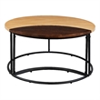 35 Inch 2 Piece Coffee Table - 2 Tone Mango Wood Top In Natural Brown and Walnut