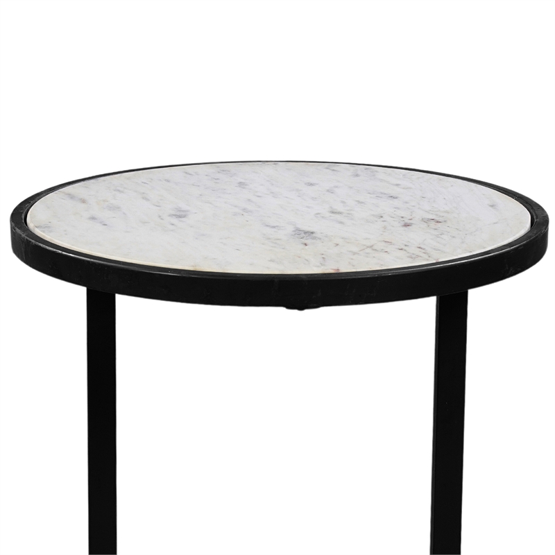 Beri 18 Inch Side End Table- Classic Slim Black Iron Frame