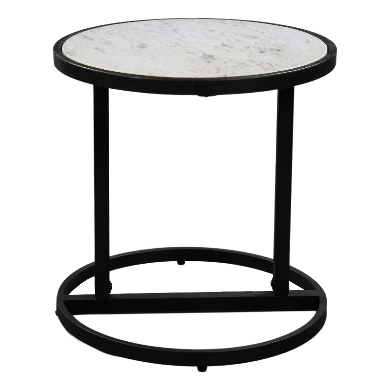 Beri 18 Inch Side End Table- Classic Slim Black Iron Frame