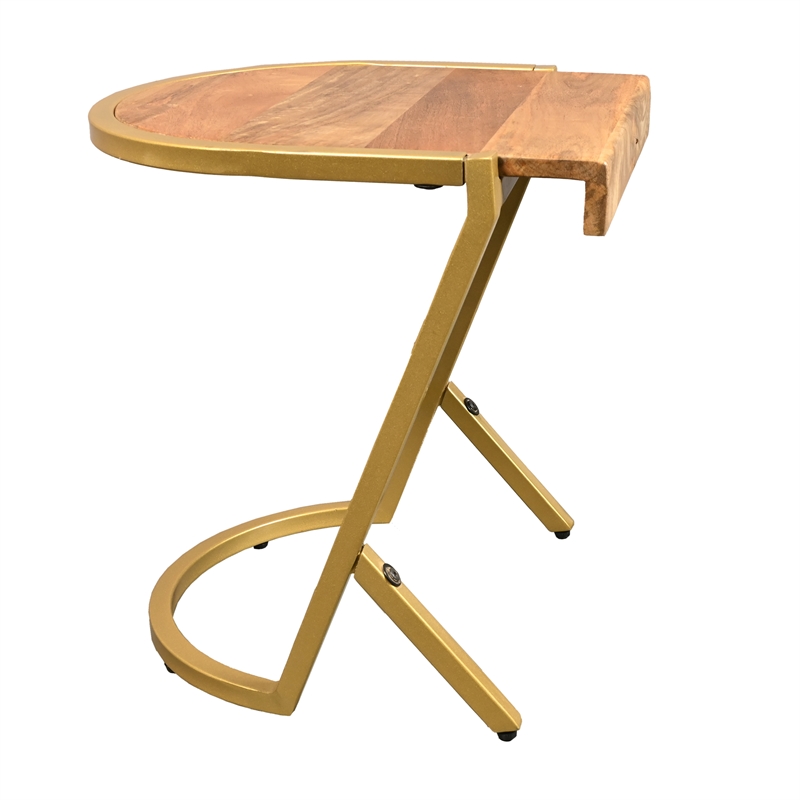 17 Inch Side End C Table- Iron Gold Angled Frame