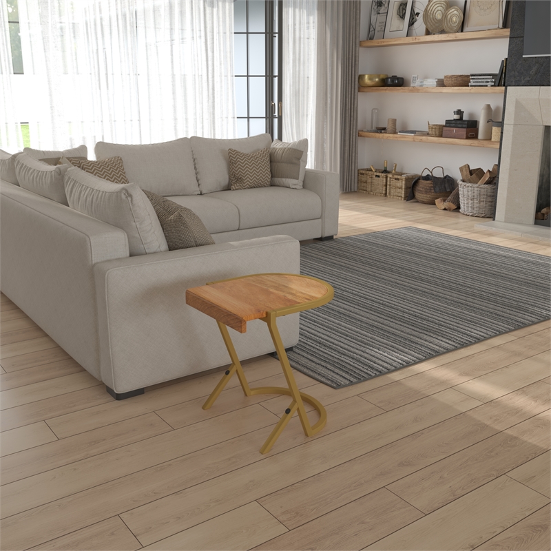 17 Inch Side End C Table- Iron Gold Angled Frame