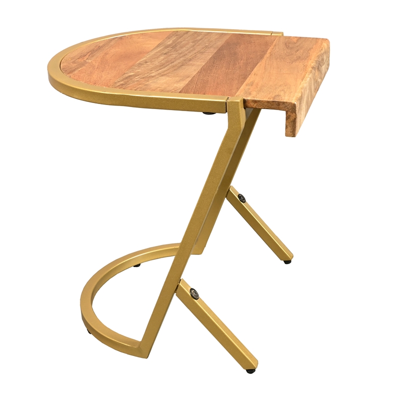 17 Inch Side End C Table- Iron Gold Angled Frame