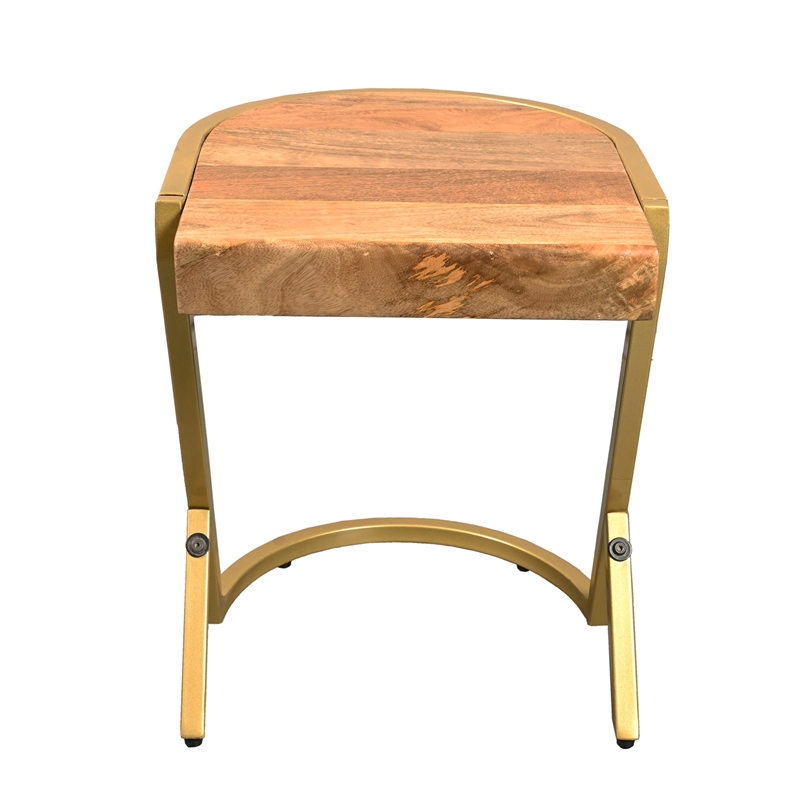 17 Inch Side End C Table- Iron Gold Angled Frame