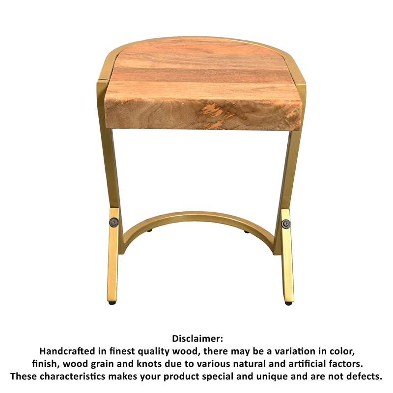 17 Inch Side End C Table- Iron Gold Angled Frame