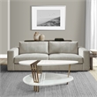 36 Inch Modern Coffee Table-White Mango Wood With Antique Brass