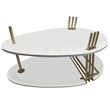 36 Inch Modern Coffee Table-White Mango Wood With Antique Brass