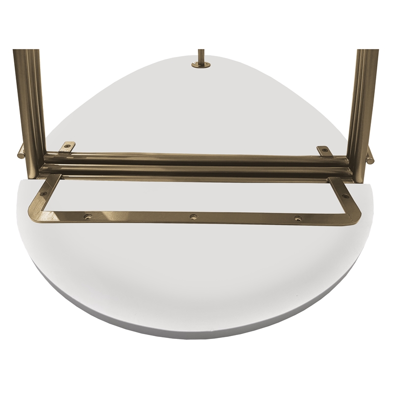 36 Inch Modern Coffee Table-White Mango Wood With Antique Brass