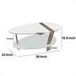 36 Inch Modern Coffee Table-White Mango Wood With Antique Brass