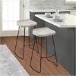 Tiva 30 Inch Handcrafted Backless Barstool-Black Metal Base