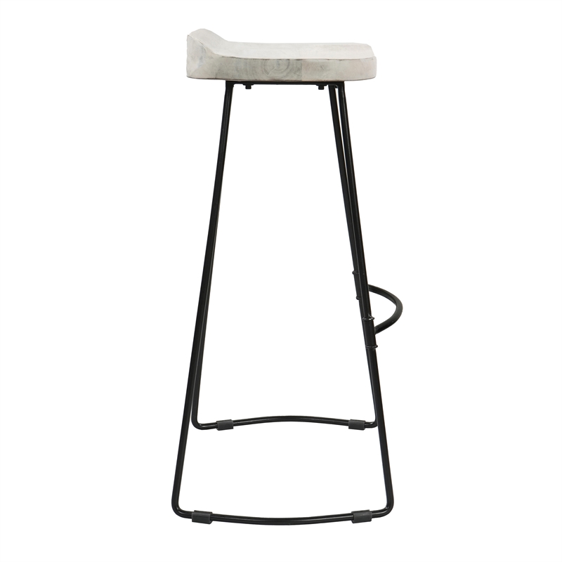 Tiva 30 Inch Handcrafted Backless Barstool-Black Metal Base