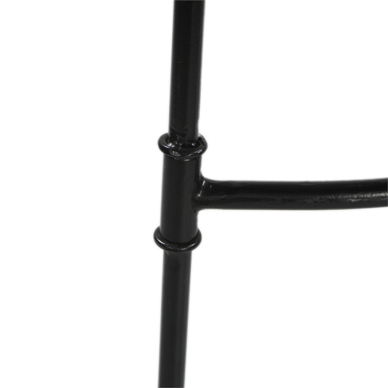 Tiva 30 Inch Handcrafted Backless Barstool-Black Metal Base