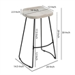 Tiva 30 Inch Handcrafted Backless Barstool-Black Metal Base