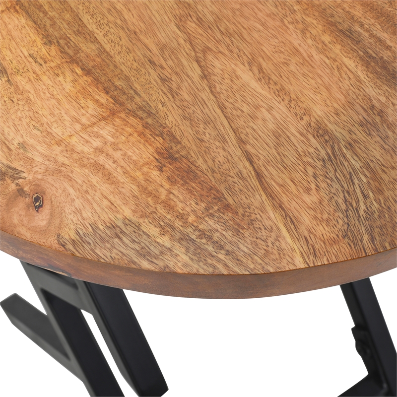 23 Inch Side End Table- Modern Black Angled Iron Legs