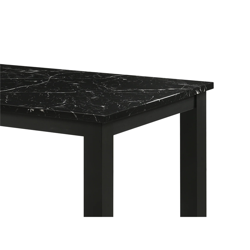Syon Dining Table-47 Inch Black Faux Marble Top-Black Wood Legs