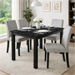 Syon Dining Table-47 Inch Black Faux Marble Top-Black Wood Legs