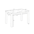 Syon Dining Table-47 Inch White Faux Marble Top-Black Wood Legs