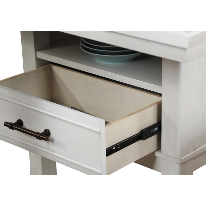 Weny Counter Height Table-60 Inch White Faux Marble Top-Open Shelf
