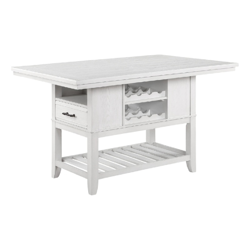 Weny Counter Height Table-60 Inch White Faux Marble Top-Open Shelf