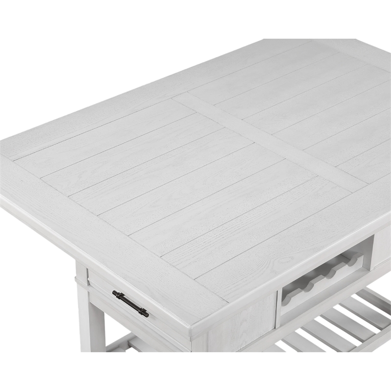 Weny Counter Height Table-60 Inch White Faux Marble Top-Open Shelf