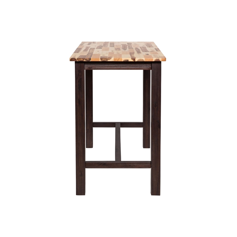 Amber Pub Table-47 Inch Rectangular Top-Espresso Brown Trestle Base