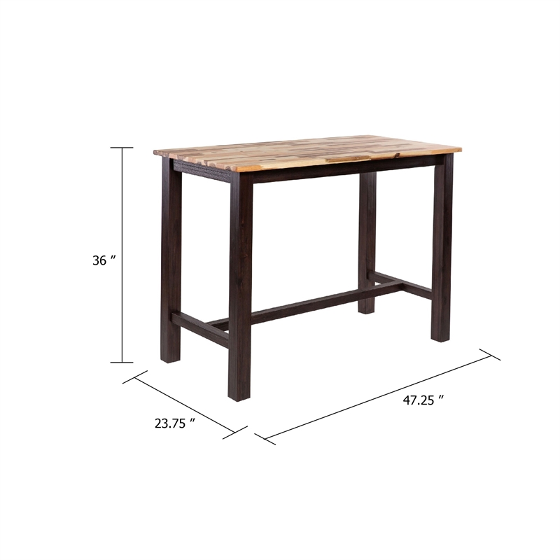 Amber Pub Table-47 Inch Rectangular Top-Espresso Brown Trestle Base