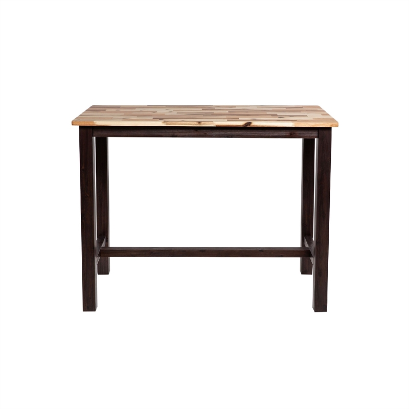 Amber Pub Table-47 Inch Rectangular Top-Espresso Brown Trestle Base
