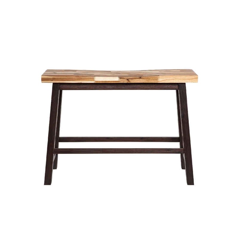 Amber Counter Height Bench-33 Inch Natural Brown Seat-Espresso Brown