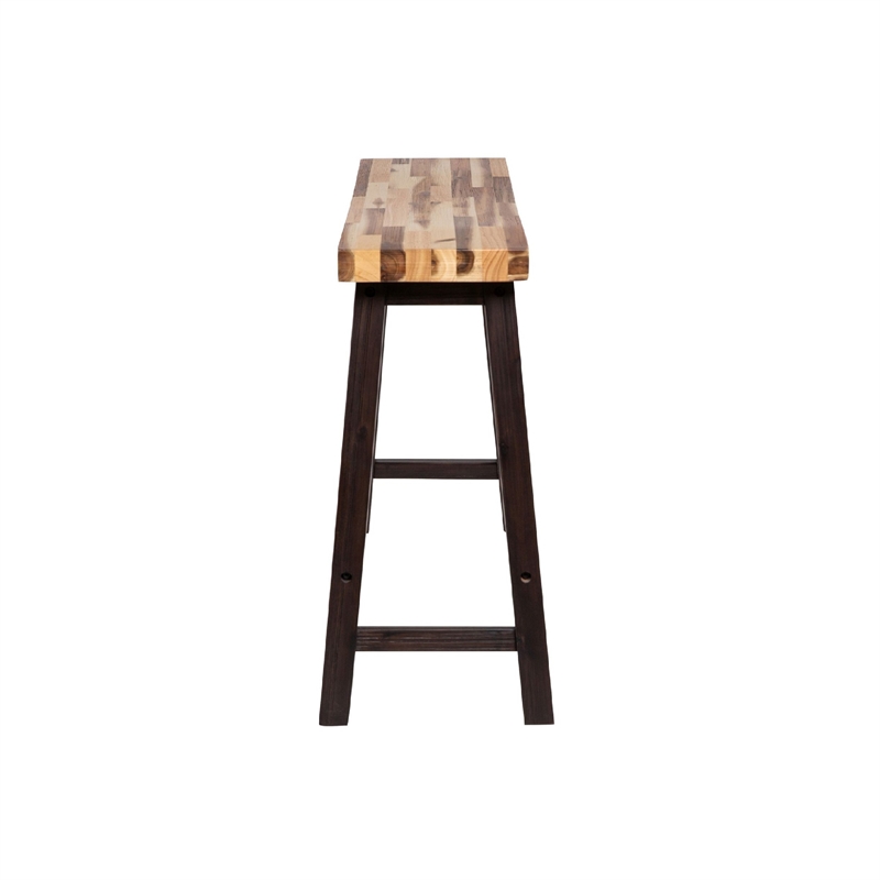 Amber Counter Height Bench-33 Inch Natural Brown Seat-Espresso Brown