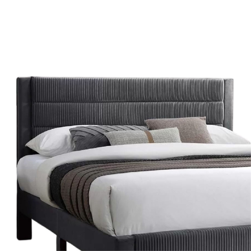 Daisy Full Bed w Drawer-Charcoal Gray Corduroy Upholstery-Foam