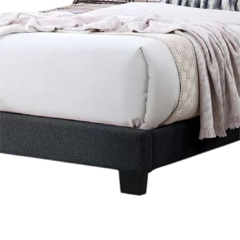 Roxy Twin Bed-Charcoal Gray Wool-LED Lighting-Padded Headboard