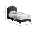 Roxy Twin Bed-Charcoal Gray Wool-LED Lighting-Padded Headboard