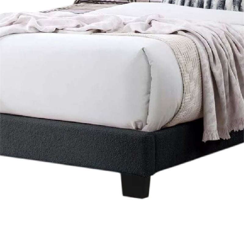 Roxy Twin Bed-Charcoal Gray Wool-LED Lighting-Padded Headboard