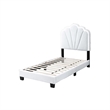 Roxy Twin Bed-White Wool Upholstery-LED Lighting-Padded Headboard