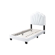 Roxy Twin Bed-White Wool Upholstery-LED Lighting-Padded Headboard