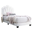 Roxy Twin Bed-White Wool Upholstery-LED Lighting-Padded Headboard