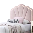 Roxy Twin Bed-Pink Wool Upholstery-LED Lighting-Padded Headboard