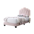 Roxy Twin Bed-Pink Wool Upholstery-LED Lighting-Padded Headboard