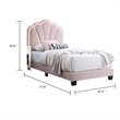 Roxy Twin Bed-Pink Wool Upholstery-LED Lighting-Padded Headboard